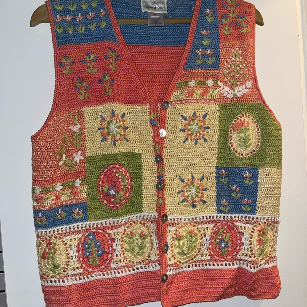 Adorable Susan Bristol Blue and Pink Knitted Vest